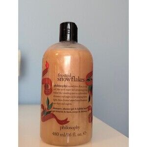 NEW 16 oz Philosophy "Frosted Snowflakes" Shampoo, Shower Gel and Bubble Bath